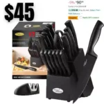 17 Pieces Knife Block Set Stainless Steel Chef Black Knives Set