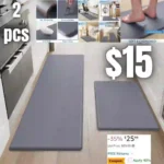 2 PCS Kitchen Rugs, Cushioned Kitchen Mats for Floor, Anti-Fatigue Mat, Kitchen Rug Set, Non-Skid Standing Mat for Kitchen, Office, Sink