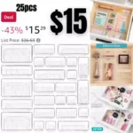 25 PCS Clear Plastic Drawer Organizers Set, 4-Size Versatile Bathroom and Vanity Drawer Organizer Trays