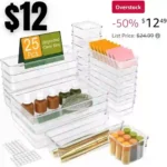 25PCS Extra Sturdy Clear Plastic Drawer Organizer Trays with 100pcs Non-Slip Pads, 4 Sizes Desk Drawer Divider Organizers and Storage Bins for Makeup