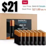 28pcs Duracell Optimum AA Batteries, 28 Count Pack Double A Battery with Power Boost Ingredients, Long-lasting Power Alkaline AA Battery for Household Devices