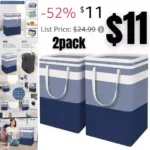 2Pack Large Laundry Basket, Collapsible Laundry Hamper, Freestanding Waterproof Laundry Bag