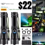 2pack Flashlights High Lumens Rechargeable, 2Pack Rechargeable Flashlights, 300000lm Super Bright Flashlight