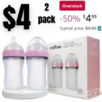 2pack Silicone Baby Feeding Bottle  Anti-Colic, Balanced Base, Natural Shape for Natural Latching and Holding, Easy to Clean
