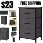 3 Drawers Fabric Dresser Storage Tower, Organizer Unit for Bedroom, Closet, Entryway, Hallway – Dark Grey