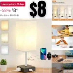 3Color Temperature Table Lamp for Bedroom – Bedside Lamps with USB