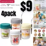 4 Pack Overnight Oats Containers with Lids and Spoons