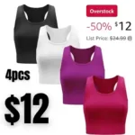 4 Pieces Basic Crop Tank Tops Sleeveless Racerback Workout Crop Top Sport Tank Top for Women Daily Wearing