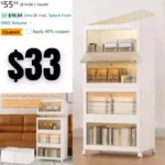 4 Tier Plastic Storage Bins 23QT, Stackable Storage Containers with Wheels and Lids