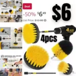 4Pack Drill Brush Power Scrubber Cleaning Brush Extended Long Attachment Set All Purpose Scrub Brushes Kit