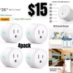 4pack Alexa Smart Plugs – Mini Bluetooth WIFI Smart Socket Switch Works With Alexa Echo Google Home