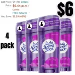 4pack Lady Speed Stick Invisible Dry Antiperspirant Deodorant, Shower Fresh