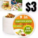 50 pack Compostable White Round 9 inch Paper Plate environmentally friendly Heavy Duty leak proof sturdy