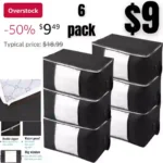 6-Pack Extra Large Capacity Storage Bins with Clear Window, Closet Organizer and Clothes Storage Bags