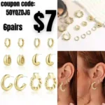 6 Pairs Gold Hoop Earrings for Women, 14K Gold Plated Chunky Huggie Hoop Earrings Set