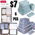 6 Set Packing Cubes, Travel Luggage Packing Organizers