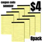 6×9 Yellow Legal Pad 8 Pack – Lined College Ruled Writing Pads, 30 Sheets 60 Pages Each