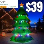 7 FT Inflatable Christmas Tree Decorations with Flame LED Light Inflatables Outdoor Decorations Blow Up Yard Decorations with LED Lights Built-in