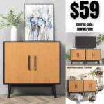 Accent Cabinet with Storage, Buffet Cabinet with Wood Doors