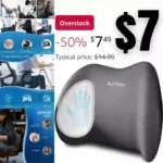 Achiou Lumbar Support Pillow for Office Chair Car Seat Orthopedic Chair, Memory Foam Pad and Back Cushion for Back Pain Relief