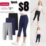 Adorel Girls Capri Leggings Summer Pants Solid Color for School 3 Pack