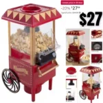 Air Popper Popcorn Maker Vintage-Style Countertop Popper Machine with 6-Cup Capacity by Great Northern Popcorn Company