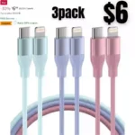 Apple USB C to Lightning Cable 3 Pack 6 FT