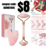 BAIMEI Jade Roller and Gua Sha, Face Roller, Facial Beauty Roller Skin Care Tools, Self Care Pink Gift for Men Women, Massager for Face, Eyes, Neck, Relieve Fine Lines and Wrinkles