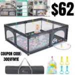 Baby Playpen,71 x 60 Extra Large Playpen for Babies and Toddlers with Soft Breathable Mesh,Sturdy Safety Baby Fence Play Area with Gate