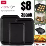 Baking Sheet Tray Set, 3 Pack Cookie Sheet Pan for Oven, Nonstick Bakeware Sets with Wider Grips