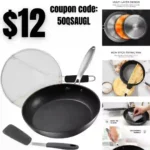 Belwares Nonstick Frying Pan with Spatula & Splatter Screen – 10 Inch Egg Frying Pan Non Stick