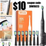 Bitvae Electric Toothbrush for Adults – Ultrasonic Electric Toothbrushes with 8 Brush Heads, ADA Accepted Power Rechargeable Toothbrush with 5 Modes