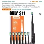 Bitvae Electric Toothbrush for Adults – Ultrasonic Electric Toothbrushes with 8 Brush Heads
