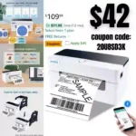 Bluetooth Thermal Label Printer, 4×6 Shipping Label Printer for Shipping Packages & Small Business