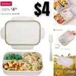 Box Kids Lunch Box 3 Compartment Bento Box for Adults with Fork Leak-Proof Durable Containers for On-the-Go Meal Food-Safe Materials