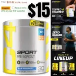 C4 Sport Pre Workout Powder Blue Raspberry – Pre Workout Energy with Creatine + 135mg Caffeine and Beta-Alanine Performance Blend