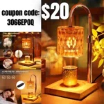 Candle Warmer Lamp – Candle Warmer with Timer, Brightness Adjustable Candles Lamp Warmer, Champagne Resin Lamp Shade Flameless Wax Melt Warmer Home Decor