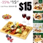 Charcuterie and Cheese Boards Set – Large Bamboo Serving Tray Platter – House Warming Gifts New Home