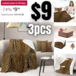 Cheetah Leopard Print Sherpa Throw Blankets Winter Bed Blanket Lightweight Sofa Decor Gift Blanket 50×60 Inch with 2 Pillow Covers