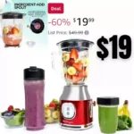 Classic Retro Electric Pulse Blender, 1 Liter Glass Pitcher, Includes Tritan Personal Travel Bottle With Lid And Storage Container