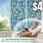 Coavas Privacy Window Film Stained Glass Window Film Non-Adhesive Frosted Glass Film Decorative Static Cling