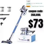 Cordless Vacuum Cleaner,25000Pa Cordless Stick Vacuum with 235W Brushless Motor, 50min Runtime, Detachable Battery, Self-Standing Vacuum for Hard Floor