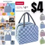 Cute Lunch Bag for Women Men, Aesthetic Lunch Bag Reusable Insulated Lunch Tote Bag Kawaii Lunch Box Container Waterproof