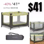 Dream On Me Zodiak Portable Playard in Grey and Green, Lightweight