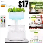 Essential Oil Diffusers, Aromatherapy Diffuser for Home, Grass Plants with Raining Artificial Night Light