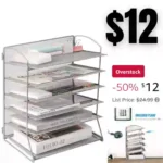 Extra Thick 6 Tier Mesh Desk Organizer Tray, Desktop File Folder Sorter Holder for Mail Paper Document Letter Organization