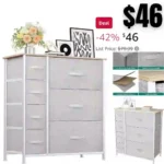 Fabric Dresser with 7 Drawers, Storage Tower with Large Capacity, Organizer Unit for Bedroom
