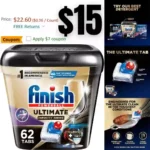 Finish Ultimate Plus Infinity Shine – 62 Count – Dishwasher Detergent