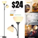 Floor Lamp, LED Torchiere Floor Lamp with Adjustable Reading Lamp for Bedroom