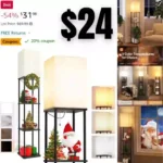 Floor Lamp with Shelves, 4-Tier Modern Shelf Floor Lamp with 3CCT LED Bulb
